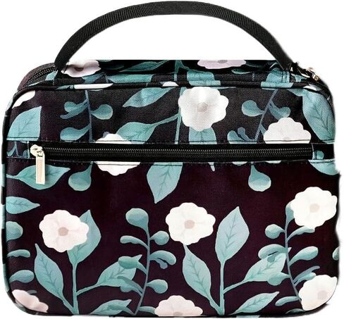 Floral Black Bible Cover with Handle, Bible Case with Pen slots, Bible Case for Women with Separate Spaces, Bible Carrying Case, Bible Cover Large, Womens Bible Case, Bible Bags, Bible Tote in Saudi Arabia