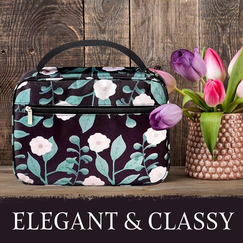 Floral Black Bible Cover with Handle, Bible Case with Pen slots, Bible Case for Women with Separate Spaces, Bible Carrying Case, Bible Cover Large, Womens Bible Case, Bible Bags, Bible Tote in Saudi Arabia