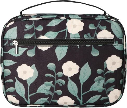 Floral Black Bible Cover with Handle, Bible Case with Pen slots, Bible Case for Women with Separate Spaces, Bible Carrying Case, Bible Cover Large, Womens Bible Case, Bible Bags, Bible Tote in Saudi Arabia