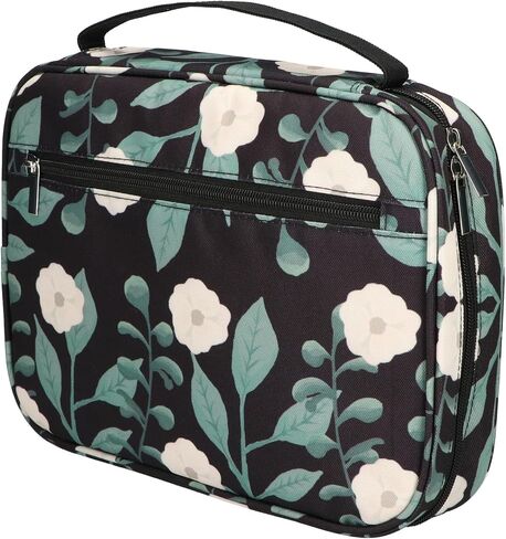 Floral Black Bible Cover with Handle, Bible Case with Pen slots, Bible Case for Women with Separate Spaces, Bible Carrying Case, Bible Cover Large, Womens Bible Case, Bible Bags, Bible Tote in Saudi Arabia