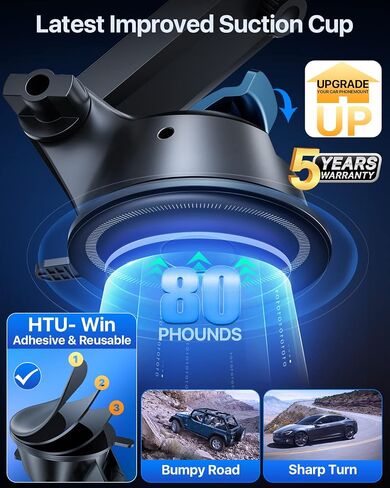 2024 Ultimate Car Phone Mount【80+LBS Strongest Suction & Military-Grade】【Patent & Safety Certs】 Cell Phone Holder Truck Stand for Dashboard Windshield Vent for iPhone 15 Pro Max 14 13 Samsung, Black in Saudi Arabia