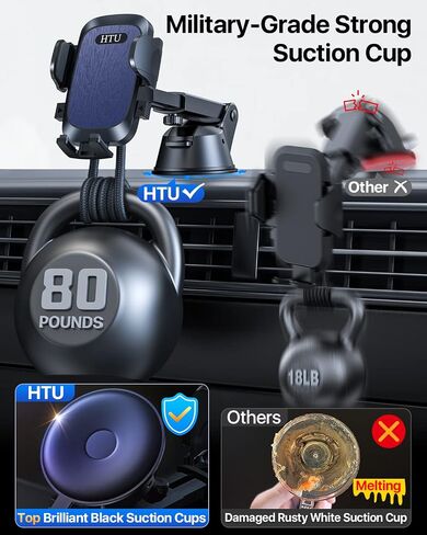 2024 Ultimate Car Phone Mount【80+LBS Strongest Suction & Military-Grade】【Patent & Safety Certs】 Cell Phone Holder Truck Stand for Dashboard Windshield Vent for iPhone 15 Pro Max 14 13 Samsung, Black in Saudi Arabia