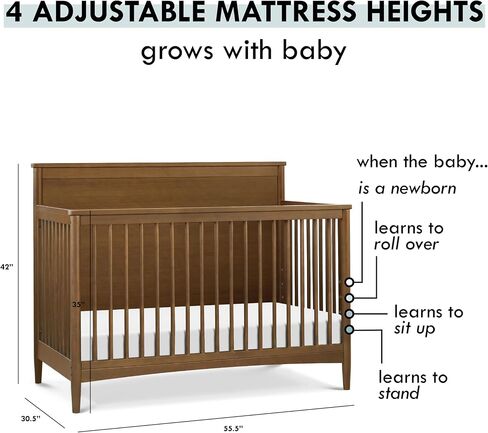 DaVinci Frem 4-in-1 Convertible Crib in Walnut, GREENGUARD Gold Certified in Saudi Arabia