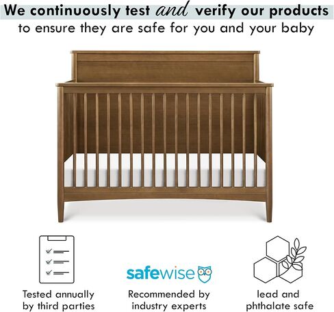 DaVinci Frem 4-in-1 Convertible Crib in Walnut, GREENGUARD Gold Certified in Saudi Arabia