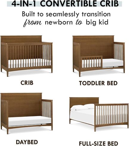 DaVinci Frem 4-in-1 Convertible Crib in Walnut, GREENGUARD Gold Certified in Saudi Arabia