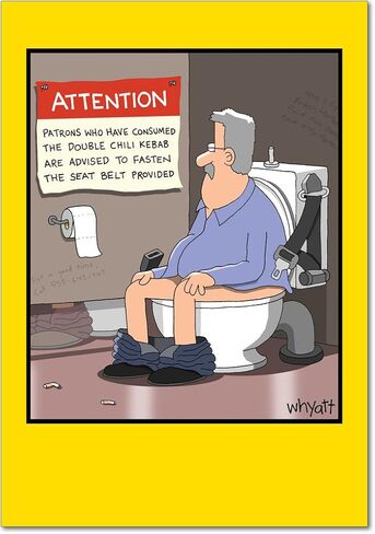 NobleWorks - 1 Hilarious Greeting Card for Birthday - Funny Birthday Cartoon, Comic Notecard - Bus Stop 8353 in Saudi Arabia