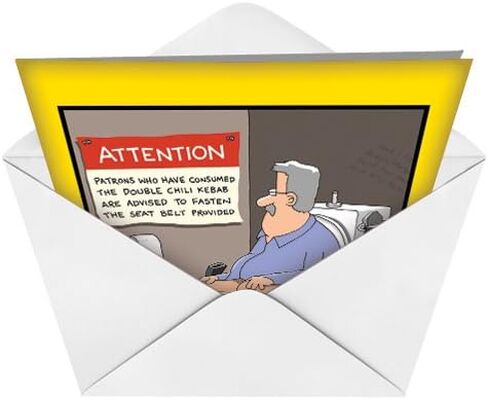 NobleWorks - 1 Hilarious Greeting Card for Birthday - Funny Birthday Cartoon, Comic Notecard - Bus Stop 8353 in Saudi Arabia