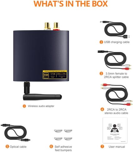 1Mii DS200Pro Bluetooth 5.3 Receiver for Home Stereo, HiFi Wireless Audio Adapter with LDAC, Built-in DAC, Long Range, Optical & RCA Outputs in Kuwait