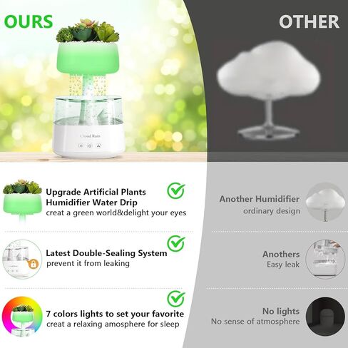 Aromatherapy Diffuser Humidifier, Rain Drop Humidifier Artificial Plants Night Light Essential Oil Diffuser,7 Color Air Humidifier with Filter for Home Bedroom Aroma in Kuwait