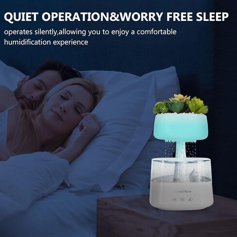 Aromatherapy Diffuser Humidifier, Rain Drop Humidifier Artificial Plants Night Light Essential Oil Diffuser,7 Color Air Humidifier with Filter for Home Bedroom Aroma in Kuwait