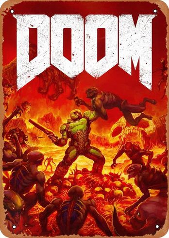 ملصق لعبة فيديو أركيد كلاسيكي علامة معدنية من القصدير شعار القوات الشيطانية ملصقات الموت شعار ديكور فني جداري - 8 × 12 بوصة in Kuwait