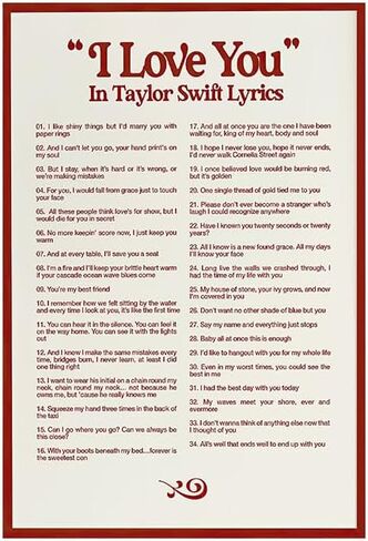 I Love You Lyrics Poster Music Album for Room Aesthetic Canvas Wall Art Picture Print Modern Family Bedroom Decor Posters 12x18 inch Unframed in Saudi Arabia