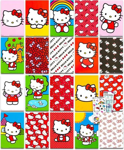 Mini Hello Kitty Posters - Hello Kitty Poster Collage Bundle Includes 20 Mini Hello Kitty Decor Posters (4" x 6"), Stickers, More | Hello Kitty Decorations in Saudi Arabia