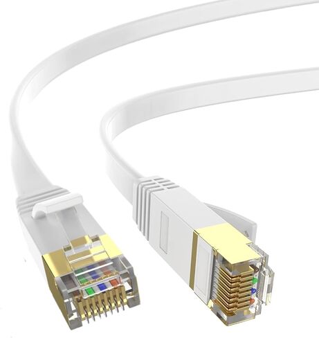 LEKVKM Cat 6 Ethernet Cable 50 ft High Speed RJ45 Internet Cable for Outdoor & Indoor Support CAT6 Network Solid Slim Flat Black Computer LAN for PC in Kuwait