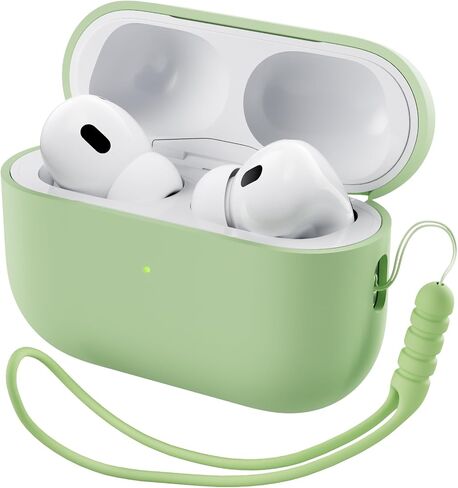 ORNARTO متوافق مع حافظة AirPods Pro 2 (2022)، غطاء سيليكون سائل واقٍ لجهاز AirPods Pro الجيل الثاني مع حبل أمامي ناعم من الجلد LED مرئي - ضوء النجوم in Kuwait