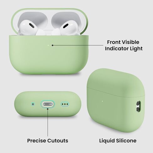 ORNARTO متوافق مع حافظة AirPods Pro 2 (2022)، غطاء سيليكون سائل واقٍ لجهاز AirPods Pro الجيل الثاني مع حبل أمامي ناعم من الجلد LED مرئي - ضوء النجوم in Kuwait