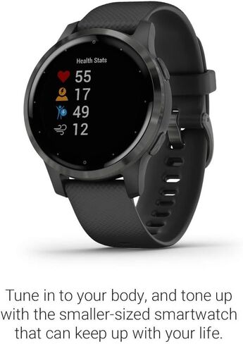 Garmin vívoactive 4S, Smaller-Sized GPS Smartwatch, Features Music, Body Energy Monitoring, Animated Workouts, Pulse Ox Sensors and More, Light Gold with Light Pink Band (Renewed) in Saudi Arabia