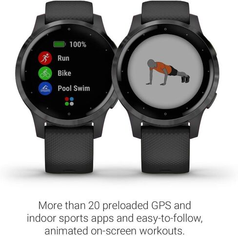 Garmin vívoactive 4S, Smaller-Sized GPS Smartwatch, Features Music, Body Energy Monitoring, Animated Workouts, Pulse Ox Sensors and More, Light Gold with Light Pink Band (Renewed) in Saudi Arabia