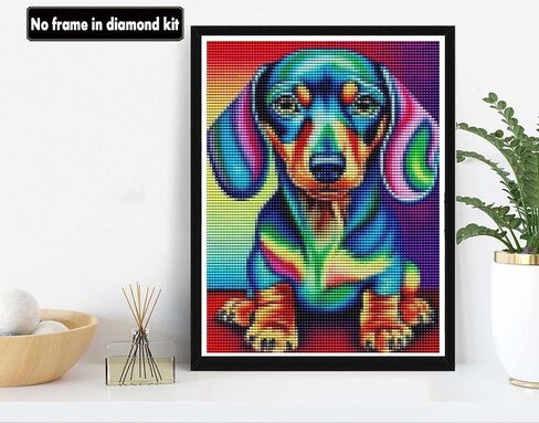 VAIIEYO 5D Diamond Art Kits for Adults Dog, Diamond Painting Animal Puppy, Paint by Numbers Full Drill Round Rhinestone Craft Canvas for Home Wall Decor Gift 12x16 inch in Kuwait