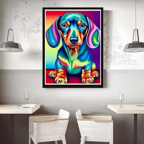 VAIIEYO 5D Diamond Art Kits for Adults Dog, Diamond Painting Animal Puppy, Paint by Numbers Full Drill Round Rhinestone Craft Canvas for Home Wall Decor Gift 12x16 inch in Kuwait