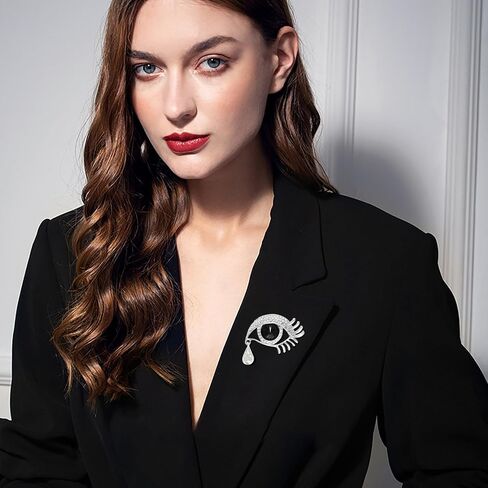 Gleamart Angel's Tears Brooch Rhinestone Pin Eye Badge for Women Gold Black in Saudi Arabia