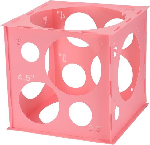 Pllieay 14 Holes Balloon Sizer Box Cube, Pink Plastic Balloon Measurement Box, Collapsible Balloon Sizer Tool with Instructions for Balloon Decoration, Balloon Arch, Balloon Columns, 1-10 Inch in Saudi Arabia