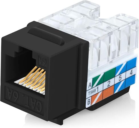 Everest 90 Degree RJ45 Cat6 Keystone Jacks Slim Profile 50-Pack White | Compatible with 90° Angled Speed Termination Tool - easyJACK (B094WB91H3) in Kuwait