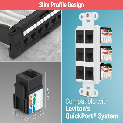 Everest 90 Degree RJ45 Cat6 Keystone Jacks Slim Profile 50-Pack White | Compatible with 90° Angled Speed Termination Tool - easyJACK (B094WB91H3) in Kuwait