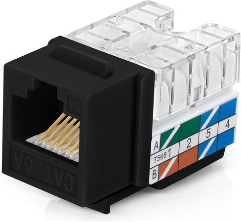 Everest 90 Degree RJ45 Cat6 Keystone Jacks Slim Profile 50-Pack White | Compatible with 90° Angled Speed Termination Tool - easyJACK (B094WB91H3) in Kuwait