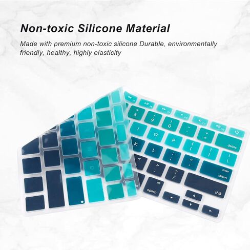 US Keyboard Cover for MacBook Air 13/Pro 13 15 Ombre Green&Blue in Saudi Arabia