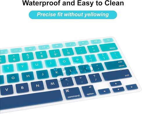 US Keyboard Cover for MacBook Air 13/Pro 13 15 Ombre Green&Blue in Saudi Arabia