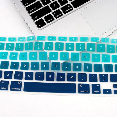 US Keyboard Cover for MacBook Air 13/Pro 13 15 Ombre Green&Blue in Saudi Arabia
