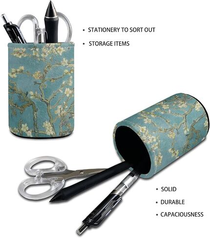 حامل أقلام HUGS IDEA Van Gogh Almond Blossom Pen من جلد البولي يوريثان منظم مكتب مستحضرات التجميل للنساء والفتيات واللوازم المكتبية والمنزلية in Kuwait