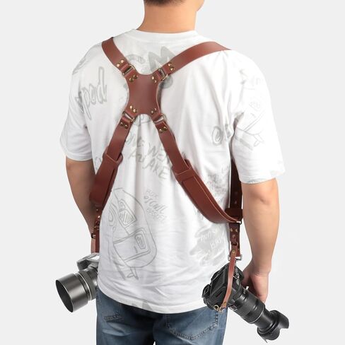 Kasla Leather Dual Camera Strap for Two DSLR/SLR Cameras Tan in Kuwait