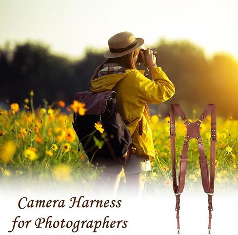 Kasla Leather Dual Camera Strap for Two DSLR/SLR Cameras Tan in Kuwait