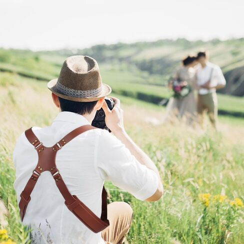 Kasla Leather Dual Camera Strap for Two DSLR/SLR Cameras Tan in Kuwait