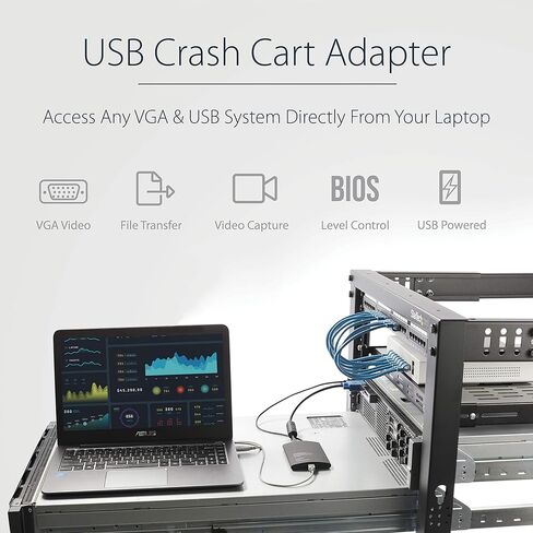 محول StarTech.com Crash Cart - 1920 x 1200 - كمبيوتر محمول محمول USB 2.0 إلى وحدة تحكم KVM (NOTECONS01) in Kuwait