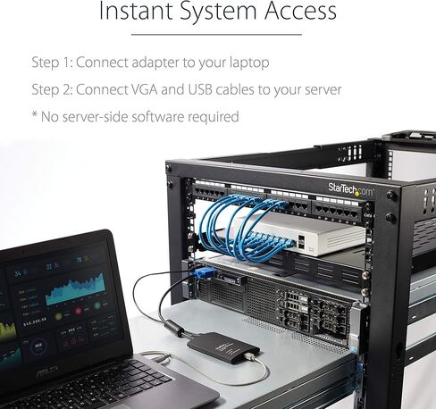 محول StarTech.com Crash Cart - 1920 x 1200 - كمبيوتر محمول محمول USB 2.0 إلى وحدة تحكم KVM (NOTECONS01) in Kuwait