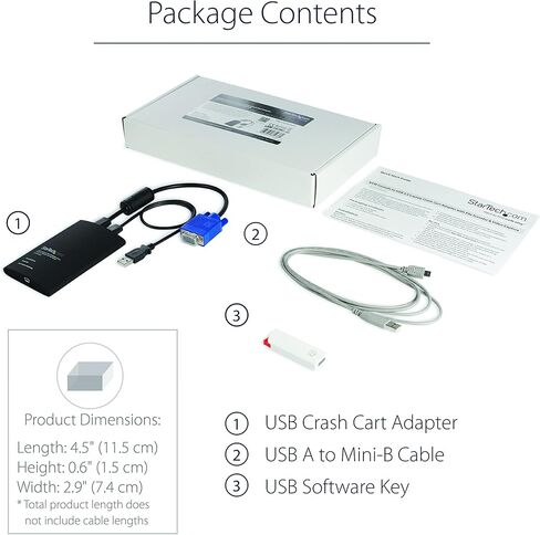 محول StarTech.com Crash Cart - 1920 x 1200 - كمبيوتر محمول محمول USB 2.0 إلى وحدة تحكم KVM (NOTECONS01) in Kuwait