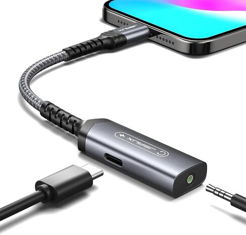 JSAUX USB C Headphone Adapter and Charger, 2-in-1 3.5mm Audio, PD 60W Fast | 2-in-1 AUX Mic Jack with PD 60W Fast Charging, for Earphones, iPhone 16 15 Pro Max, Galaxy S24 S23 S22 S21, iPad Pro in Kuwait