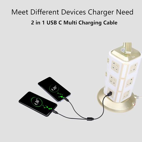 CERRXIAN USB Type C Splitter Charging Cable,4.9ft 2 in 1 Multi Charging Cable, USB A to 2 x USB Type C Y Splitter Data Snyc Cord(1.5m-2USB C, Black) in Saudi Arabia
