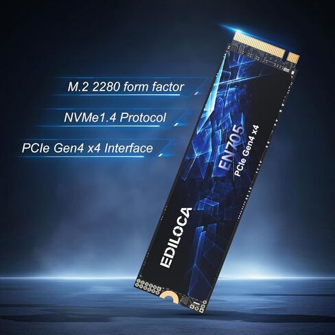Ediloca EN760 SSD مع مبدد حرارة 2 تيرابايت PCIe Gen4، NVMe M.2 2280، ما يصل إلى 4800 ميجابايت/ثانية، محرك أقراص الحالة الصلبة الداخلي، ذاكرة تخزين مؤقت ديناميكية SLC، متوافق مع PS5 والكمبيوتر الشخصي in Kuwait