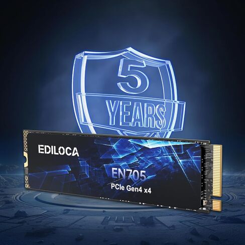 Ediloca EN760 SSD مع مبدد حرارة 2 تيرابايت PCIe Gen4، NVMe M.2 2280، ما يصل إلى 4800 ميجابايت/ثانية، محرك أقراص الحالة الصلبة الداخلي، ذاكرة تخزين مؤقت ديناميكية SLC، متوافق مع PS5 والكمبيوتر الشخصي in Kuwait