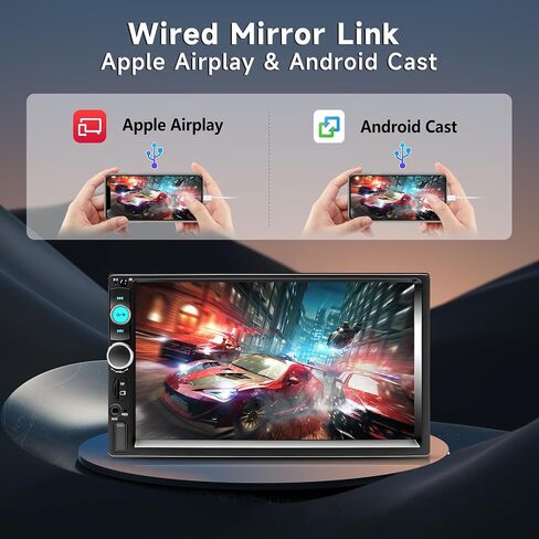 Double Din Car Radio with Wireless Carplay Android Auto,Rimoody 7'' Car Stereo 2 Din with Bluetooth Mirror Link FM Radio Rear View Camera Steering Wheel Control USB AUX in Saudi Arabia
