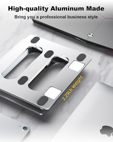 حامل كمبيوتر محمول xuenair مع حامل هاتف، [19 بوصة طويل القامة مريح] ارتفاع قابل للتعديل، حامل كمبيوتر محمول للمكتب مقاس 17 بوصة، حامل كمبيوتر محمول من الألومنيوم قابل للطي لجهاز MacBook Chromebook-أسود in Kuwait