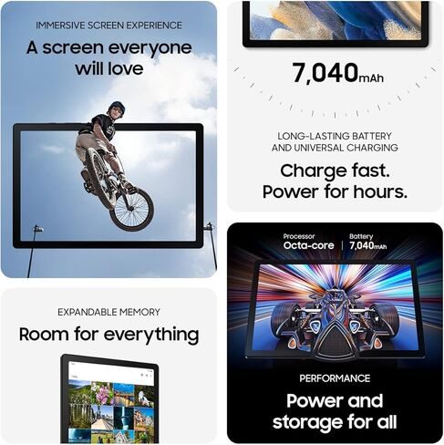 Samsung Galaxy Tab A8 Android Tablet, 10.5" LCD Screen, 128GB Storage, Long-Lasting Battery, Kids Content, Smart Switch, Expandable Memory, Dark Gray (TABSAM20012811) (Renewed) in Saudi Arabia