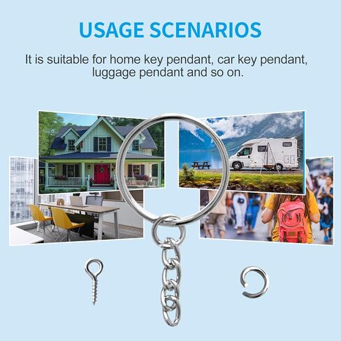 طقم حلقات سلسلة مفاتيح فضية من BRT Bearingshui 480 قطعة، مجموعة سلسلة مفاتيح 1 بوصة/25 مم، 160 قطعة حلقات سلسلة مفاتيح مع سلسلة و160 قطعة حلقة قفز مفتوحة مع 160 قطعة دبابيس عين لولبية للحرف اليدوية وصناعة المجوهرات in Kuwait