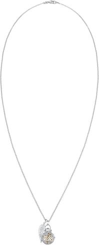 Silver Necklace with Angel Whisperer Pendant, Sound Ball and Angel Wing Pendant, Women's Necklace with Jewel and Chain Pendant, Length 80cm, 925 Sterling Silver, EFS-010 in Saudi Arabia