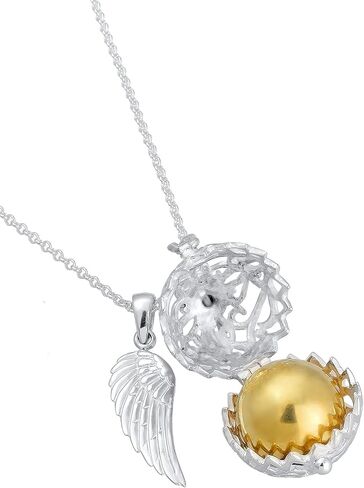Silver Necklace with Angel Whisperer Pendant, Sound Ball and Angel Wing Pendant, Women's Necklace with Jewel and Chain Pendant, Length 80cm, 925 Sterling Silver, EFS-010 in Saudi Arabia