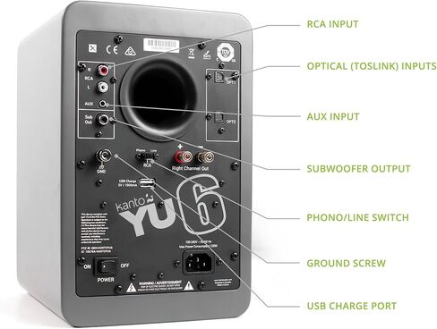 مكبرات صوت على رف الكتب تعمل بالطاقة من Kanto YU6BAMBOO مع تقنية Bluetooth وPhono Preamp | زوج | الخيزران in Kuwait